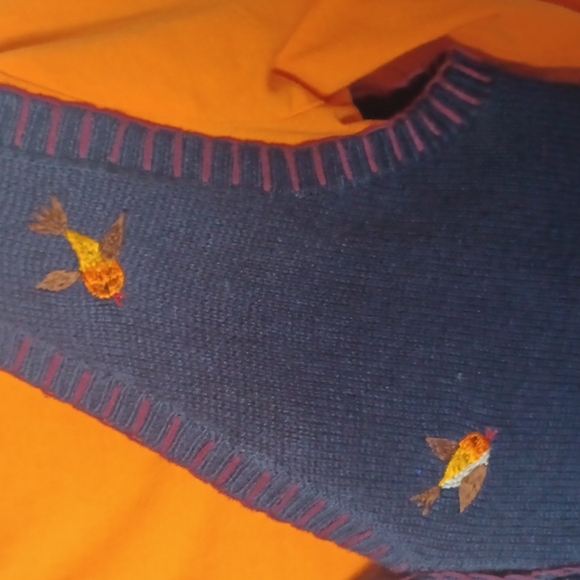 CAPACITY Bird House Daisy Pumpkin Cat Fall Sweater Button Up Vest Sz M Halloween - Picture 5 of 9